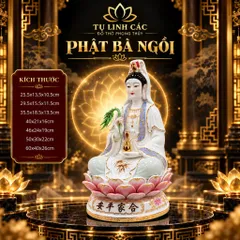 Tượng Phật Bà Quan Âm Tọa Đài Sen - Chế Tác Tinh Xảo, Cầu Bình An Gia Đạo - Tụ Linh Các