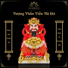 Tượng Thần Phát Tài Đỏ Cao Cấp - Phát Lộc Chiêu Tài, Hòa Hợp Vượng Khí - Tụ Linh Các