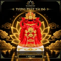 Tượng Thần Phát Tài Đỏ Cao Cấp - Phát Lộc Chiêu Tài, Hòa Hợp Vượng Khí - Tụ Linh Các