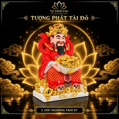 Tượng Thần Phát Tài Đỏ Cao Cấp - Phát Lộc Chiêu Tài, Hòa Hợp Vượng Khí - Tụ Linh Các