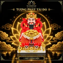 Tượng Thần Phát Tài Đỏ Cao Cấp - Phát Lộc Chiêu Tài, Hòa Hợp Vượng Khí - Tụ Linh Các