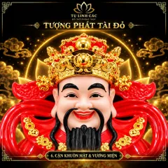 Tượng Thần Phát Tài Đỏ Cao Cấp - Phát Lộc Chiêu Tài, Hòa Hợp Vượng Khí - Tụ Linh Các
