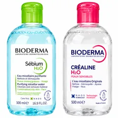 Nước tẩy trang Pháp Bioderma H2O Créaline và Sébium 500ml cho da nhạy cảm, da hỗn hợp dầu mụn