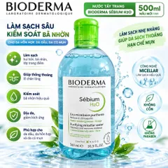 Nước tẩy trang Pháp Bioderma H2O Créaline và Sébium 500ml cho da nhạy cảm, da hỗn hợp dầu mụn