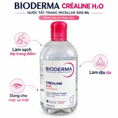 Nước tẩy trang Pháp Bioderma H2O Créaline và Sébium 500ml cho da nhạy cảm, da hỗn hợp dầu mụn