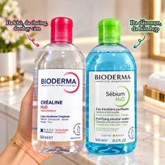 Nước tẩy trang Pháp Bioderma H2O Créaline và Sébium 500ml cho da nhạy cảm, da hỗn hợp dầu mụn