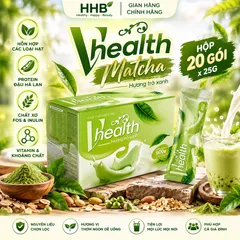 Vhealth Trà Xanh Matcha, Protein Đậu Hà Lan, Chất Xơ FOS Inulin, Hộp 20 Gói 500g