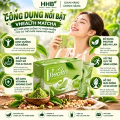 Vhealth Trà Xanh Matcha, Protein Đậu Hà Lan, Chất Xơ FOS Inulin, Hộp 20 Gói 500g