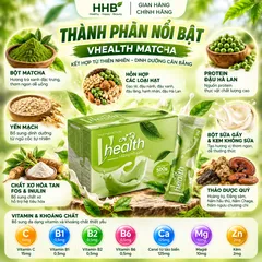 Vhealth Trà Xanh Matcha, Protein Đậu Hà Lan, Chất Xơ FOS Inulin, Hộp 20 Gói 500g