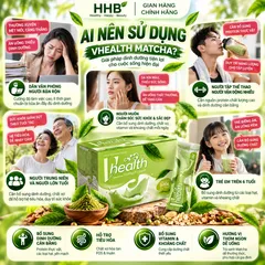 Vhealth Trà Xanh Matcha, Protein Đậu Hà Lan, Chất Xơ FOS Inulin, Hộp 20 Gói 500g