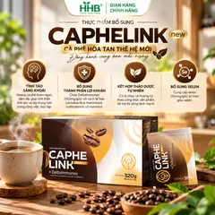 Caphelink New Cà Phê Hòa Tan, Lá Chay Hoàng Kỳ, Hộp 20 Gói x 16g