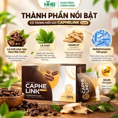 Caphelink New Cà Phê Hòa Tan, Lá Chay Hoàng Kỳ, Hộp 20 Gói x 16g