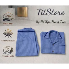 Bộ Đồ Ngủ trung tuổi nam kẻ sọc mềm mịn thoáng khí thoải mái vận động