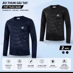 Áo Thu Đông nam dài tậy dập vân 3D phong cách thể thao, co giãn thoáng mát thấm hút mồ hôi