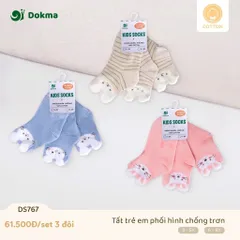 🌙 TẤT TRẺ EM DOKMA 3-7 TUỔI – SET 3 ĐÔI COTTON MỀM MẠI, CHỐNG TRƠN
