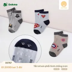 🌙 TẤT TRẺ EM DOKMA 3-7 TUỔI – SET 3 ĐÔI COTTON MỀM MẠI, CHỐNG TRƠN