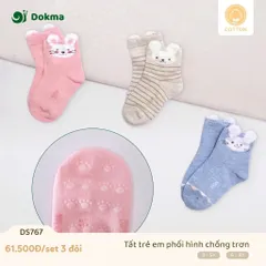 🌙 TẤT TRẺ EM DOKMA 3-7 TUỔI – SET 3 ĐÔI COTTON MỀM MẠI, CHỐNG TRƠN