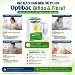 [ Nhập khẩu ]Men Vi Sinh Bifido & Fibre H/30 gói OPTIBAC Bổ sung lợi khuẩn & chất xơ FOS hỗ trợ đường ruột