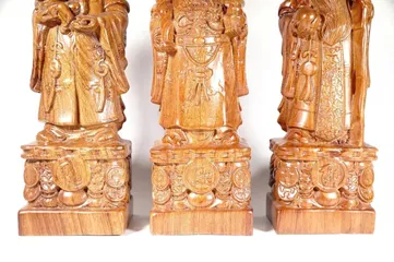 Bộ 3 Tượng Phúc Lộc Thọ Gỗ Hương Đá cao 30cm 