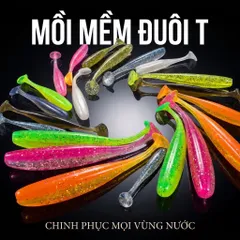 Mồi mềm đuôi T cá giả silicon cao cấp tặng ngay lưỡi Jighead, giá ưu đãi mồi lure dài 7cm kích thích cá