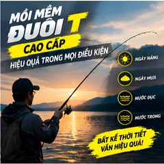 Mồi mềm đuôi T cá giả silicon cao cấp tặng ngay lưỡi Jighead, giá ưu đãi mồi lure dài 7cm kích thích cá