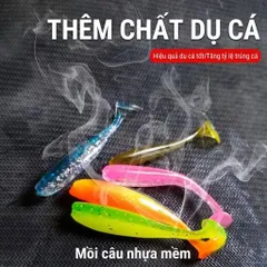 Mồi mềm đuôi T cá giả silicon cao cấp tặng ngay lưỡi Jighead, giá ưu đãi mồi lure dài 7cm kích thích cá