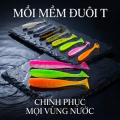 (COMBO 10-20)mồi mềm đuôi T 7cm cao cấp nhạy cá câu lure tặng lưỡi Jighead miễn phí phù hợp cho nhiều loại cá