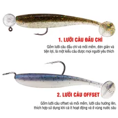 (COMBO 10-20)mồi mềm đuôi T 7cm cao cấp nhạy cá câu lure tặng lưỡi Jighead miễn phí phù hợp cho nhiều loại cá