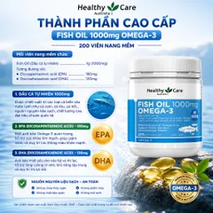 [ Nhập khẩu ] ￼Dầu Cá Bổ Sung Omega 3 Healthy Care Fish Oil 1000mg  - Hỗ Trợ Sáng Mắt, Bổ Não, Tim Mạch của Úc