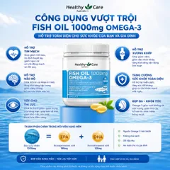 [ Nhập khẩu ] ￼Dầu Cá Bổ Sung Omega 3 Healthy Care Fish Oil 1000mg  - Hỗ Trợ Sáng Mắt, Bổ Não, Tim Mạch của Úc