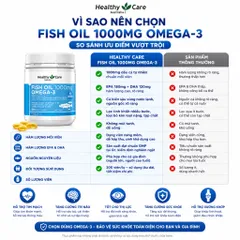 [ Nhập khẩu ] ￼Dầu Cá Bổ Sung Omega 3 Healthy Care Fish Oil 1000mg  - Hỗ Trợ Sáng Mắt, Bổ Não, Tim Mạch của Úc