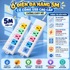 Ổ Điện Đa Năng 5M Có Cổng USB Cao Cấp Chống Cháy Nổ - NOM NOM KITCHEN