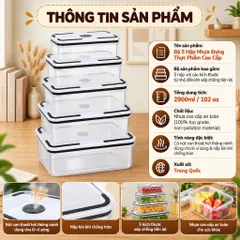 Bộ 5 Hộp Nhựa Đựng Thực Phẩm Cao Cấp Có Nút Thoát Hơi Lò Vi Sóng (2900ML / 102 OZ) - NOM NOM KITCHEN