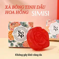 Xà bông tinh dầu hoa hồng sạch sâu, dưỡng ẩm, thơm hương hoa hồng SIMISI 90G