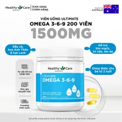 [ Nhập khẩu] ￼Viên Uống Hỗ Trợ Tim Mạch, Huyết Áp Healthy Care Omega 3 6 9 Ultimate 200 Viên
