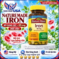 CHÍNH HÃNG MỸ Viên Sắt Nature Made Iron 65mg. 365 viên DATE XA 859982