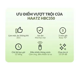 Máy làm mát không khí bằng hơi nước có Ion âm Haatz HBC350