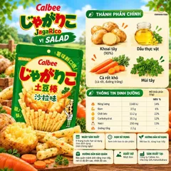 [SẢN PHẨM MỚI] Calbee Snack Khoai tây Que Jagarico vị Salad 55g - Snack Ăn vặt Nhật Bản