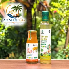 Combo 2 sản phẩm gia vị mật hoa dừa Sokfarm (Mật cô đặc 250g + Giấm 265ml).