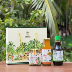 Hộp quà gia vị hữu cơ Sokfarm (Mật cô đặc 250g + Nước tương 200ml + Đường 150g).