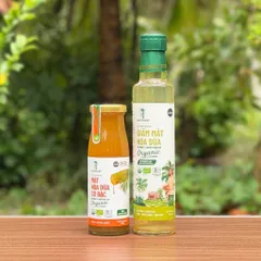 Combo 2 sản phẩm gia vị mật hoa dừa Sokfarm (Mật cô đặc 250g + Giấm 265ml).
