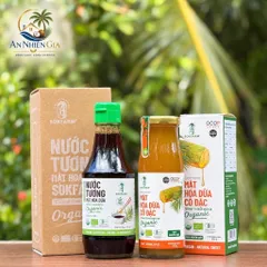 Combo 2 sản phẩm mật hoa dừa Sokfarm (Mật cô đặc 250g + Nước tương ít muối 200ml).