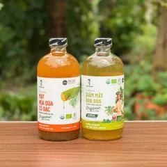 Combo 2 sản phẩm gia vị mật hoa dừa Sokfarm (Mật cô đặc 685g + Giấm 500ml).