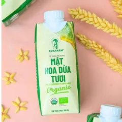 Date 7/2027 Thùng 12 hộp mật hoa dừa tươi Sokfarm tiệt trùng UHT mỗi hộp 330ml