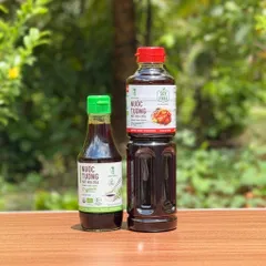 Combo 2 nước tương mật hoa dừa hữu cơ Sokfarm (xanh 200ml + đỏ 500ml).
