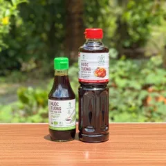 Combo 2 nước tương mật hoa dừa hữu cơ Sokfarm (xanh 200ml + đỏ 500ml).