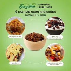 Nho Khô Úc Dẻo Ngọt Tự Nhiên (Nasaa Organic) Dùng Nấu Ăn Chế Biến Làm Bánh Pha Trà Ăn Vặt Your Superfood Túi 500gr