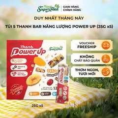(MỚI) Hộp 5 Thanh Năng Lượng Power Up Bar, Không Đường, 34% Đạm Từ Your Superfood