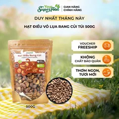 Hạt Điều Rang Củi Loại A+ Thượng Hạng, Vỏ Lụa, Túi 500g - Your Superfood