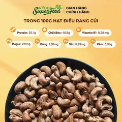 Hạt Điều Rang Củi Loại A+ Thượng Hạng, Vỏ Lụa, Túi 500g - Your Superfood